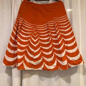 Boden Orange and White Skirt